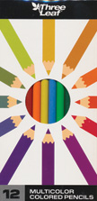 Multicolor Colored Pencils Pack of 12 Three Leaf